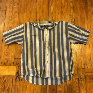 vintage 90s van heusen striped button up polo